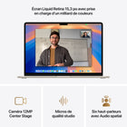 Apple - MacBook Air 15,3" avec Touch ID (2025) - Apple M4 - 24 Go RAM - 512 Go SSD - Starlight - Français-Pavé tactile Force Touch / Capteur Touch ID