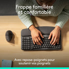 Logitech - Wave Keys et souris verticale Lift - Ensemble clavier et souris sans fil ergonomique - Graphite-Oui au confort : la souris verticale sans fil Lift avec sa prise en main légèrement texturée et son repose-pouce confortable offre un bien-être optimal aux mains de petite taille et de taille moyenne