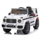 KIDS ON WHEELZ - Voiture enfant Mercedes-Benz AMG G63 12 V avec télécommande parentale - Blanc-LE DESIGN RÉALISTE DE LA Mercedes-Benz AMG G63, La voiture pour enfants Mercedes-Benz sous licence officielle comprend le logo classique Mercedes-Benz et AMG, des phares ronds uniques et un design de roue de secours, des portes latérales ouvrables pour un accès facile et pratique, un siège en cuir de luxe et un design extérieur et intérieur complet