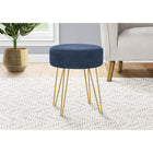 Monarch Specialties - 9002 Pouf - Tissu Bleu/Pattes Metal Or-2