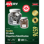 Avery 6576 Étiquettes d'identification durables blanches, laser, 1-3/4" x 1-1/4", 1,600/pqt-Parfaites pour les applications difficiles