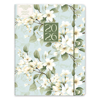 Orange Circle Studio - 2026 Agenda mensuel Just Right - 9.75 po x 7.50 po - fleurs hivernales - Bilingue-Doté d’une bande élastique pour la fermeture et d’une pochette de rangement intérieure
