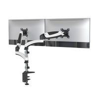 ShoppingAll Support de bureau pour écran LCD entièrement réglable - Blanc-Pour deux écrans 15"-32", chaque bras peut supporter un écran de 17.6 lbs/8kg avec des trous de montage VESA 75mm x75mm ou 100mm x 100mm