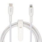 Staples - TECH Câble de chargement Lightning vers USB-C - 3,3 pi - blanc-Câble tressé durable et anti-enchevêtrement testé pour résister à jusqu’à 5 000 torsions