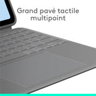 Logitech Combo Touch iPad Air 13" (M3/M2) 2024 Étui Clavier - Gris Oxford - Anglais-Grand pavé tactile multipoint: notre plus grand pavé tactile. Il offre une expérience de suivi intuitive. Les gestes multipoint vous permettent de faire glisser, pincer, appuyer deux fois, et bien plus