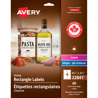 Avery - Étiquettes rectangulaires chanvre - 4-3/4po x 3-1/2po - 40 Étiquettes-Étiquettes chanvre