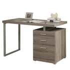 Monarch Specialties - 7326 Bureau 48 po L - Taupe Fonce Orientation Gauche Ou Droite-Conçu de manière durable avec une finition stratifiée aspect bois brun taupe et un pied en forme de U en métal gris robuste pour un aspect contemporain, avec un plateau facile à nettoyer, idéal pour étudier, écrire ou travailler sur votre ordinateur portable.