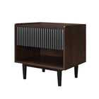 Manhattan Comfort - Table de nuit Duane 20,23" style mid-century moderne - brun foncé et noir-Parfait pour le rangement de chevet, les lampes ou les objets de décoration