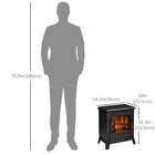 HOMCOM - Foyer électrique portatif sur pied 14 po, 750/1500 W, noir-L'effet de flamme peut être utilisé indépendamment sans fonction de chaleur