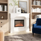 HOMCOM - Manteau de foyer style baroque avec pieds ioniques, blanc-Idéal pour les cheminées électriques ou comme élément décoratif indépendant