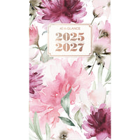 AT-A-GLANCE - Agenda scolaire mensuel de poche 2 ans BADGE floral 2025-2027 - 6 3/16 po H x 3 5/8 po l - multicoloure - bilingue-24 mois : juillet 2025 à juin 2027