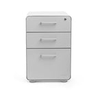 Poppin - Classeur Stow à 3 tiroirs, blanc + gris clair avec patins ou roulettes-Blanc + gris clair, construction en acier en poudre avec intérieur en acier