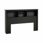 PrepacMC – Tête de lit à bibliothèque pour lit deux places ou grand lit de 65,75 po, noir-Bois composite MDF stratifié noir pour plus de durabilité