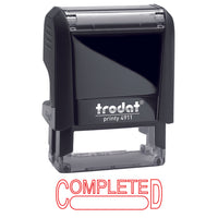 Trodat - Timbre autoencreur Printy 4911 sans incidence sur le climat, « COMPLETED », rouge-Timbre de qualité supérieure avec encre non toxique à base d'eau