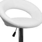 Flash Furniture – Tabouret de bar contemporain à hauteur réglable, dossier incurvé, vinyle blanc, pied chromé (DS811WH)-Siège pivotant