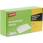 Staples - Enveloppes blanches n° 8, 3 5/8 x 6 1/2 po, bte/65 - QuickStrip-Fermeture QuickStrip - rapide et facile à utiliser, il suffit de retirer la languette et de rabattre pour fermer