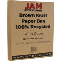 Jam Paper Papier couverture cartonné fini texturé rec. à 100 % de sacs papier kraft, 8 1/2 x 11 po, brun, 250 feuilles/rame-Brun