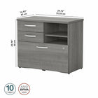 Bush Business Furniture - Armoire de bureau avec tiroirs et tablettes Studio C - gris platine-Deux tiroirs simples permettent de garder les accessoires d'ecriture, les blocs-notes et toutes autres fournitures de bureau en ordre et accessibles