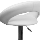 Flash Furniture – Tabouret de bar contemporain à hauteur réglable, dossier incurvé, vinyle blanc, pied chromé (DS811WH)-Taille de siège: 14 po larg. x 15,5 po prof.