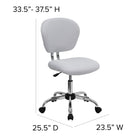 Flash Furniture - Fauteuil fonctionnel sans accoudoirs, WA-2376-F-WHT-GG, mailles, dossier mi-hauteur, blanc-Roulettes doubles