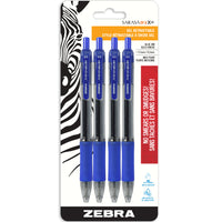Zebra - Stylos gel à séchage rapide Sarasa rétractables - 0,5 mm - Bleu - Paquet de 4  -Encre gel novatrice à séchage rapide, faible viscosité et débit régulier
