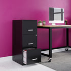 Hirsh - Classeur vertical à 3 tiroirs avec serrure - noir-Tiroirs à côtés hauts permettant de ranger d’autres accessoires essentiels de bureau