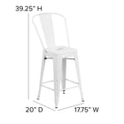 Flash Furniture - Tabouret de bar 24 po, métal blanc, intérieur/extérieur, hauteur de comptoir (CH3132024GBWH)-Structure en acier galvanisé