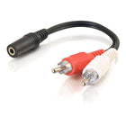 C2G – Câble audio femelle à 2 mâles RCA 40424 de 0,5 pi-Connecteurs audio stéréo RCA mâle et stéréo femelles de 3,5 mm pour connecter deux appareils
