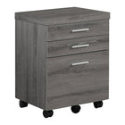 Monarch Specialties - 7049 Classeur 3 Tiroirs - Taupe Fonce-Fini taupe foncé d'aspect bois sophistiqué sur tous les côtés avec poignées élégantes en plastique argent