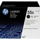 HP 55X (CE255XD) Ens. 2 cartouches de toner HP LaserJet noir à rendement élevé d’origine-La cartouche de toner haut rendement peut imprimer jusqu'à 13 500 pages
