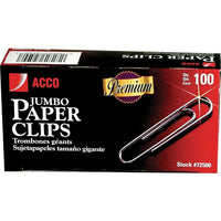 Acco - Trombones géants de qualité supérieure, lisses, paq./100-Robustes et durables