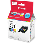 Canon – Cartouches d'encre noire et couleur CLI-251, paquet économique (6513B009)-Une cartouche de chaque couleur : noir, cyan, magenta et jaune