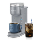 Keurig K-Iced - Cafetière une tasse à la fois pour capsule K-Cup avec un simple bouton bleu pour Infusion sur glace - Gris-Réservoir amovible de 1,24 l (42 oz) : permet d'infuser jusqu'à 4 tasses entres les remplissages.