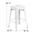 Flash Furniture - Tabouret 24 po (haut.) sans dossier métal blanc, intérieur/extérieur, siège carré, CH3132024WH-Trou de drainage dans le siège