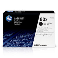 HP – Cartouches de toner LaserJet noir à rendement élevé d’origine 80X (CF280XD), paquet de 2-Couleur : noir