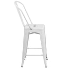 Flash Furniture - Tabouret de bar 24 po, métal blanc, intérieur/extérieur, hauteur de comptoir (CH3132024GBWH)-S'empile jusqu'à 8 chaises de hauteur