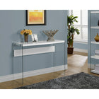 Monarch Specialties - 3288 Table D'Appoint - 44 po L/Blanc Lustre/Verre Trempe-Fini blanc lustré moderne