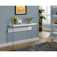 Monarch Specialties - 3288 Table D'Appoint - 44 po L/Blanc Lustre/Verre Trempe-Fini blanc lustré moderne