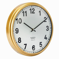 Horloge murale de gare Tick + Tock, General Supply Goods + Co-Bordure en métal et verre bombé