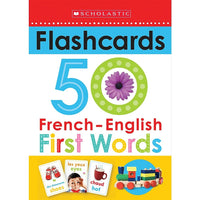 Scholastic Les Jeunes Apprenants Flashcards, 50 Premiers Mots, Anglais / Français-L’ensemble contient 26 cartes éclair dans une boîte solide pour un rangement facile.