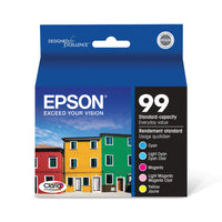 Epson Cartouches d'encre couleur 99, T099920, paquet combiné-Utilise les cartouches d'encre cyan, magenta, jaune, cyan clair et magenta clair