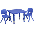 Flash Furniture – Ensemble avec table d’activités carrée réglable de 24 po et 2 chaises d’école empilables, bleu-Ensemble de table multi-usages pour enfants