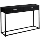Monarch Specialties - 3512 Table D'Appoint - 48 po L/Console D'entrée Noir-2 grands tiroirs à coulisses de métal avec poignées en métal noir