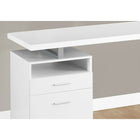 Monarch Specialties - 7144 Bureau 60 po L - Blanc/Metal Argent-Finition sur tous les côtés avec une configuration réversible permettant une installation à gauche ou à droite pour créer un espace de travail fonctionnel pour étudier, écrire ou travailler sur votre ordinateur portable.