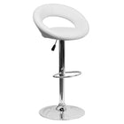 Flash Furniture – Tabouret de bar contemporain à hauteur réglable, dossier incurvé, vinyle blanc, pied chromé (DS811WH)-Dossier bas en forme d’orbite