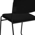 Flash Furniture-Chaise empilable de série HERCULES haute densité, tissu noir, base traîneau, capacité de 500 lb-Revêtement en tissu noir