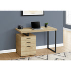 Monarch Specialties - 7643 Bureau 48 po L - Naturel/Metal Noir/Face L/R-Conçu de manière durable avec une finition laminée naturelle et un pied en forme de U en métal noir robuste pour un aspect contemporain, avec un plateau facile à nettoyer, idéal pour étudier, écrire ou travailler sur votre ordinateur portable.