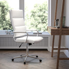 Flash Furniture Chaise De Bureau Pivotante Exécutive Leathersoft Panel-Blanc (BT20595H2WH)-Base chromée 5 étoiles avec roulettes à deux roues