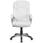 Flash Furniture - Fauteuil de bureau de luxe à dossier mi-dos, similicuir blanc (GO2236MWH)-Chaise de bureau contemporaine