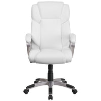 Flash Furniture - Fauteuil de bureau de luxe à dossier mi-dos, similicuir blanc (GO2236MWH)-Chaise de bureau contemporaine